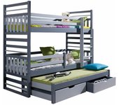 Litera henderson 124, litera con cama extra, gris, 90x200, 90x190, madera, somieres, 97x210x175cm