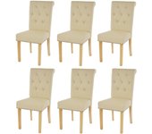 Juego de 6 sillas de comedor chesterfield sintéticas color crema con pies ligeros, diseño moderno y chic 04_0002115