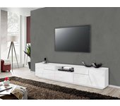 Jacopo mueble tv, aparador bajo de salón, base para soporte para televisión, 100% made in italy, 220x43h46 cm, blanco brillo