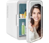 Mini nevera para maquillaje 10l de -5 a 50 ℃, mini refrigerador con espejo led, refrigerador de belleza con modo frío/calor y estantes extraíbles