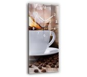 Moderno reloj de pared de cristal impreso | una tazza di caffè | 30x60 | puntas blancas