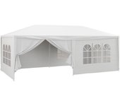 Carpa de jardín outsunny metal, pe blanco 583x293x250 cm