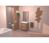 Mueble de baño belis + espejo empotrado - ancho: 80cm - acabado: madera - entregado montado