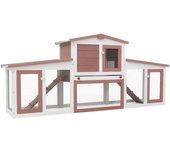 Conejera grande para exterior 204 x 45 x 85 cm madera marrón y blanca 02_0000607