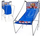 Canasta de baloncesto plegable, máquina de tiro portátil, baloncesto arcade con 8 modos de juego, 4 pelotas, 2 cestas, bomba, marcador (azul+verde)