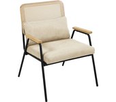 Sillón relax en acero, ratán sintético y tejido crudo