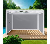 Pérgola bioclimática 3x4m de aluminio + 2 toldos de 3m + 1 toldo de 4m, triomphe 3x4m + accesorios, blanco, 400x300x250 cm