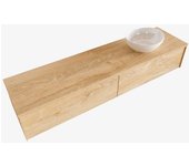 Mondiaz lush 180cm mueble de baño washed oak con 2 cajones. con lavabo derecho sin orificios blanco brillo