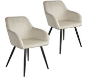 Juego de 2 sillas con patas negras asiento salón cocina comedor diseño elegante terciopelo beige 08_0000571