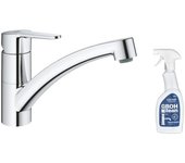 Grohe start eco quickfix grifo de cocina con caño bajo + limpiador grohclean