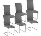 Juego de 6 sillas patas de acero salón asiento cocina comedor elegante diseño cuadrado gris 08_0000122