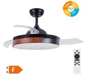 Ventilador de techo plafon de luz con 3 aspas retráctiles ø107cm negro motor dc