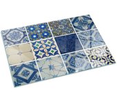 Placa de cristal para chimenea, zócalo protector de chimenea, diseño moderno | 120x80 | rectángulo | patrones de azulejos de cerámica