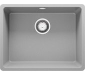Primagran fregadero bajo encimera gris 56x44cm, fregadero cocina 1 seno + sifón, fregadero granito al mueble 60cm - venecia easy