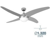 Ventilador de techo modelo caspio color plateado níquel potencia 60w aspas ø132cm con mando a distancia edm