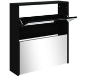 Zapatero zapatero mueble de almacenaje entrada pasillo salón con espejo en 2 niveles x 63 x 17 x 67 cm ne 02_0021415