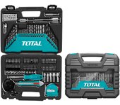 Total tools - maletín de herramientas con 120 accesorios | brocas de pared, metal y madera | puntas, galgas y llaves | cúter, martillo, sierra y nivel