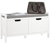 Banco de almacenamiento de zapatos con asiento acolchado armario multifuncional para entrada con con 2 puertas baul almacenaje blanco fsr63-ii-w sobuy