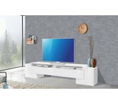 James mueble tv, aparador bajo de salón, base para soporte para televisión, 100% made in italy, 210x45h45 cm, blanco brillo