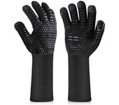 Guantes de horno negros, resistentes al calor, antideslizantes, para barbacoa, parrilla, horneado y chimenea.