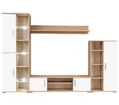 Mueble tv buffet tv práctico diseño de pared con luz led roble sonoma y blanco 2502199
