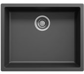 Fregadero negro 50x40cm bajo encimera, sobre encimera y enrasado con tapón de acero inoxidable 1208956395