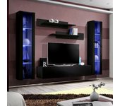 Mueble para tv fly a2 diseño, color negro brillante + led. mueble colgante moderno y de moda para su sala de estar.