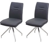 Juego de 2 sillas de cocina comedor de diseño moderno de acero inoxidable y tela cepillada gris oscuro 04_0000242