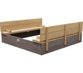 Axi ella arenero de madera con tapa xl | arenero con banco y tapa para niños en gris y marrón | 120 x 120 cm