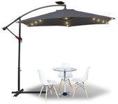 Sombrilla voladiza 3m sombrilla con led aluminio sombrilla giratoria jardín terraza balcón gris