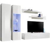 Mueble para tv fly a5 diseño, color blanco brillante + led. mueble colgante moderno y a la moda para tu sala de estar.