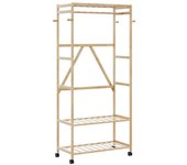 Vidaxl perchero con estantes y ruedas 90x40x179,5 cm bambú