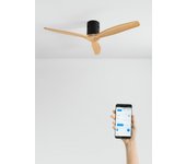 Wind calm natural wood - ventilador de techo 40w ø132 cm silencioso 100% madera con wifi y mando a distancia