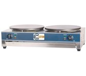 Cleiton® crepera profesional doble eléctrica de sobremesa en acero inoxidable con 2 placas de hierro fundido de 40 cm ø | crepera industrial - 6000 w