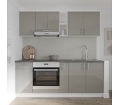 Set cocina haaus karo v11, gris brillante/blanco, mdf, encimera thermo 28 mm, l 200 cm