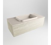 Mondiaz erin 100cm mueble de baño color light brown grey con 1 cajón. con lavabo ridge centro sin orificios color linen