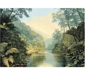 Papier peint 3d jungle nature vert foret intissé panoramique 250x175 cm - colle inclus - moderne papier peint pour chambre salon