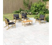 Vidaxl set de muebles de jardín 5 piezas bambú con cojines gris oscuro