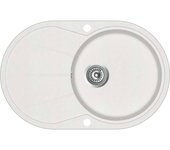 Fregadero de cocina lavabo individual 78 x 50 cm ovalado granito blanco 02_0002352