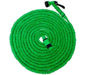 Manguera de jardín extensible con pistola y adaptadores, 7 patrones de riego, irrigación, labores jardinería, agricultura, lavado coches, verde, 15 m