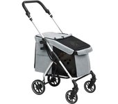 Cochecito para perros pawhut tela oxford, aluminio gris claro 80x48.5x106 cm