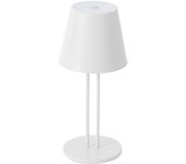 Lámpara de mesa lindby led recargable janea twin, blanca, metal