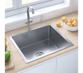 Vidaxl fregadero de cocina hecho a mano acero inoxidable