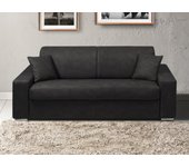 Sofá cama italiano 3 plazas de tela emir - antracita - cama 140 cm - colchón 18 cm