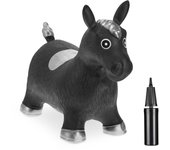 Relaxdays caballo saltarín hinchable, juguete saltador, con hinchador, resiste 50kg, sin bpa, niños desde 3 años, negro