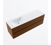 Mondiaz vica 150cm mueble de baño rust 2 cajones. con lavabo cloud izquierda 1 orificio color talc