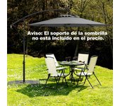 3m sombrilla de exterior rotación de 360° con 32 luces led fácil ajuste de inclinación manivela gris