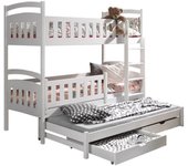 Litera vista 103, litera con cama extra, de dos pisos, blanco, 90x200, 90x190, madera, somieres, 96x208x164cm