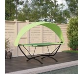 Vidaxl tumbona de jardín con dosel de acero y tela oxford verde