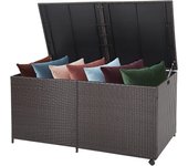 Caja de almacenamiento 662l de ratán pe, con tapa, baúl de almacenamiento para juguetes, cojines, almohadas, 150 x 77 x 72 cm